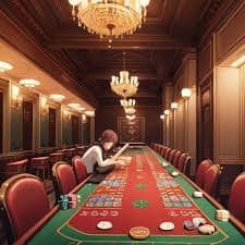 Live Sic Bo table setup with transparent dice shaker and dealer